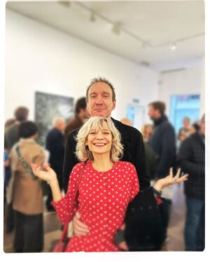 David Thewlis Instagram - Hermine and I hanging out with strange unfriendly looking little bloke sculpted by dear old bearded painter pal @stuartpearsonwright at his new show at @flowersgallery Yes that’s right he’s some sort of genius and it’s enough to make you sick with envy. I can draw quite a decent fish but not without sticking my tongue out and breathing through my nose. Even then then I’ve never been asked to exhibit any of my fish. 

The exhibition is on till November 25th. Go and have your picture taken with a strange unfriendly looking little bloke. He won’t mind. 

📸 @lorna_may_ (check her out too!)