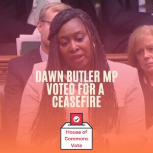Dawn Butler Instagram - It was important for me to put my commitment to a ceasefire on record.

A ceasefire on both sides is the only way to protect civilians, free the hostages and move towards peace in the region.

 #CeasefireNOW the Government must listen.