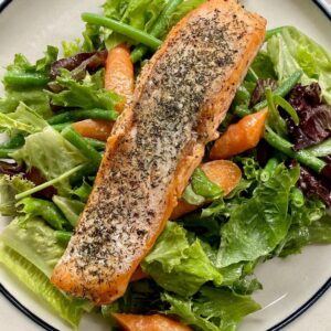 Deanna Yusoff Instagram - Healthy, quick and easy to make lunch. 

Pan seared salmon in MCT oil. 
Lightly steamed baby carrots and green beans. 
Mixed Salad
Tahini salad dressing. 

This took me 10mms to make. Whilst I pan seared the salmon, I steamed the veggies and my salad dressing was made yesterday.

It’s fresh, light on the tummy and full of nutrients. 

#batchcooking
#salmon 
#steamedveggies 
#mctoil 
#saladdressing 
#stayhome
#homecooked
#simplerecipe
#staysafe
#staypositive
#balance 
#goodhealth
#harmony
#love
#livingwithdeanna 
#journey 
#gratitude 
#blessing
#eurasian 
#actress 
#fun
#happiness