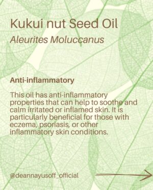 Deanna Yusoff Instagram - Kukui nut, also known as Aleurites Moluccanus, Buah Keras, Kemiri or Candlenut, is a type of nut that is commonly found in Southeast Asia, including Malaysia. It has been a delicious cooking ingredient for centuries but it's also magical when used as part of skin care and haircare.
 
Kukui Nut oil (Carrier Oil) is extracted from the nuts and has been used for centuries in traditional remedies. With its combination of essential fatty acids and vitamins E and A to soothe irritated skin, soften and moisturize dry patches and even out tone. It is also believed to have anti-inflammatory and antimicrobial properties, which may make it useful for treating skin conditions like eczema, psoriasis, and acne. This ancient Malaysian secret might just be the best kept beauty trick still. No wonder I'm using Kukui oil all the time in my formulations...it would make our grandmas proud!
 
#kukui #kukuinuts #kukuinutoil #aleuritesmoluccanus #kemiri #buahkeras #candlenutoil #malaysia #holisticskincare #singapore #naturalskincare #skinhealth #ingredient #complexion #skincareingredient #carrieroilsforskin #lightoil #carrieroils #coldpressed #psoriasis #certifiedformulator #edelbotanica #deannacreates #deannaformulates #actress