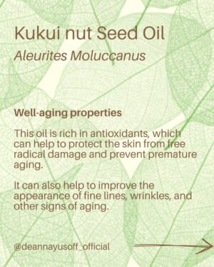 Deanna Yusoff Instagram - Kukui nut, also known as Aleurites Moluccanus, Buah Keras, Kemiri or Candlenut, is a type of nut that is commonly found in Southeast Asia, including Malaysia. It has been a delicious cooking ingredient for centuries but it's also magical when used as part of skin care and haircare.
 
Kukui Nut oil (Carrier Oil) is extracted from the nuts and has been used for centuries in traditional remedies. With its combination of essential fatty acids and vitamins E and A to soothe irritated skin, soften and moisturize dry patches and even out tone. It is also believed to have anti-inflammatory and antimicrobial properties, which may make it useful for treating skin conditions like eczema, psoriasis, and acne. This ancient Malaysian secret might just be the best kept beauty trick still. No wonder I'm using Kukui oil all the time in my formulations...it would make our grandmas proud!
 
#kukui #kukuinuts #kukuinutoil #aleuritesmoluccanus #kemiri #buahkeras #candlenutoil #malaysia #holisticskincare #singapore #naturalskincare #skinhealth #ingredient #complexion #skincareingredient #carrieroilsforskin #lightoil #carrieroils #coldpressed #psoriasis #certifiedformulator #edelbotanica #deannacreates #deannaformulates #actress