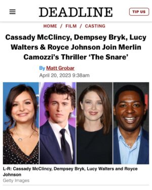 Dempsey Bryk Instagram - new movie 🎥 “The Snare”
by 
@merlin_x_emrys