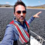 Derek Muller Instagram - 96 million black balls! Go watch them! Sylmar