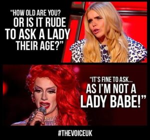 Divina De Campo Instagram - Way back in 2016 the red wig and silver dress was birthed. 

I did the @thevoiceuk and sang poor wandering one from Gilbert and Sullivan’s Pirates of Penzance 

The whole team and ethos on the show is very supportive. They want you to be great and to do your best. They work to help you achieve that. I really enjoyed the process of the show. 

They didn’t turn around and I was glad (I was working on two theatre shows and then going on holiday and I don’t enjoy competitions all that much), I didn’t think they would and it allowed me to relax and enjoy giving a show instead.