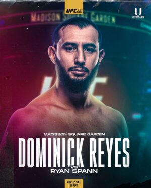 Dominick Reyes Instagram - The Devastator Returns to the Octagon at MSG on Nov 12th @domreyes24 @ufc #UFC281 #AlwaysUpgrade 

@sansan_upgrademg @vik.upgrademg @murdermarx @chrisdesantiago_ @vincedomingo @sergiopineiromma @jamesisonpennamon1 @tikighosn