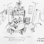 Don Shank Instagram – Drawing of my dining room with an imagined bowl of lemons. I was sitting at the table behind the lemons when I drew this. #lemons