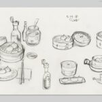 Don Shank Instagram – I was lucky enough to design the sets on the short Bao by @domeeshi which is on the shortlist this year for the Academy Awards! Here’s some drawings of the Kitchen and food related items. After the drawings I made a simple 3D model to work out the proportions as they related to the character model and that became a basic guide for the set modeler as he worked to capture the feel of the drawings. #bao #baoshortfilm #pixar Pixar Animation Studios