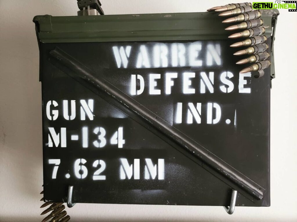 Donavon Warren Instagram - Just because it's a toy... Doesn't me you can play with it inside the house! #warrenindustries #oldpainless #minigun #gatlinggun #predatormovie #terminator2