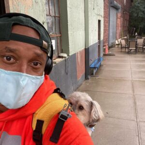 Dorian Missick Instagram - Me and my road dog. Bike rides with Charlie Hustle. #dogsofinstagram #schnoodle #HeAskedWhereHisMaskWas #HeGotMyBack #GuardDogInHisHead