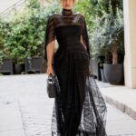Dorra Instagram - Where I find myself.. 🖤 #paris #parisfashionweek Wearing @gemymaalouf dress And @dior bag Styling & makeup by me Hair @patrickandmarcel Paris, France