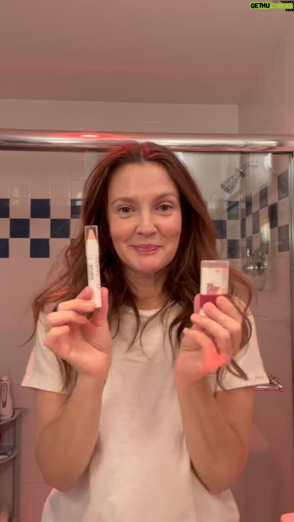 Drew Barrymore Instagram - “This is about a moment A solve A headspace And a little makeup too.” @flowerbeauty @flowerbeauty Products: - Bright Eyed Under Eye Color Corrector (Light) - Gel Crush Lip and Cheek (Blackberry Crush)