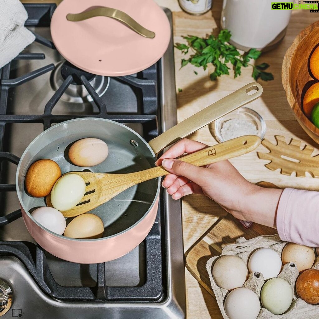 Drew Barrymore Instagram - Cooking is an act of love, and our Rosé Cookware makes celebrating your loved ones even sweeter ✨