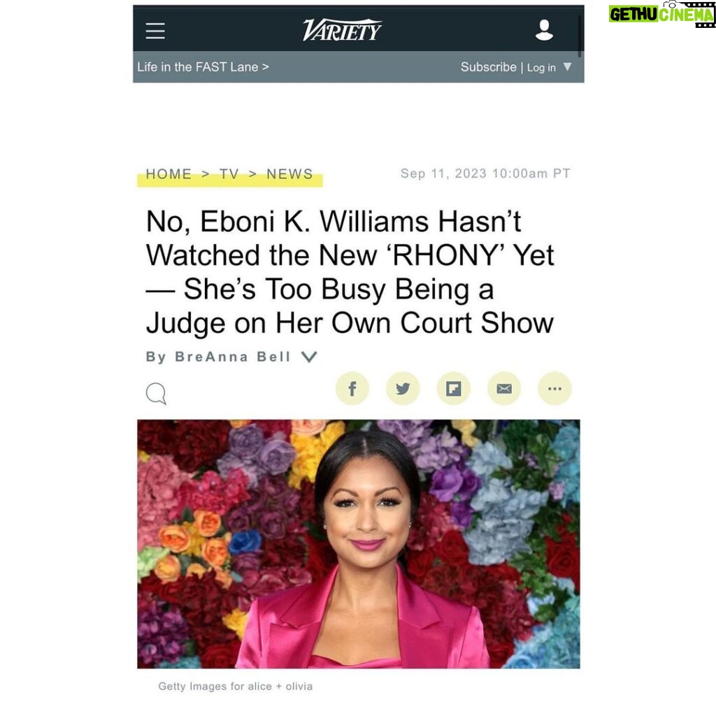 Eboni K. Williams Instagram - Enter The Judge Eboni Era…. Thank you to @variety for this EXCLUSIVE feature premiering… Equal Justice with Judge Eboni K. Williams This interview will be the first time that I discuss my history making turn as the youngest daytime court judge on TV… Also, I address the latest headlines featuring Bethany Frankel & the reality TV reckoning, RHONY’s reboot, and my unfiltered feelings about being excluded from Bravo’s Real Housewives Ultimate Girls Trips. Swipe right to see the channels and times to watch 📺 Judge Eboni in your city