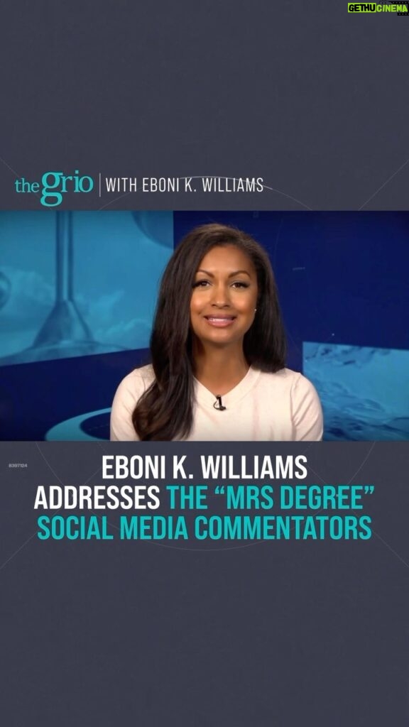 Eboni K. Williams Instagram - Eboni K. Williams (@ebonikwilliams) addresses the “MRS Degree” social media commentators on her sidebar. Click the link in the bio for the full clip and tune into theGrio with Eboni K. Williams at 6 pm ET every weeknight on theGrio cable channel.