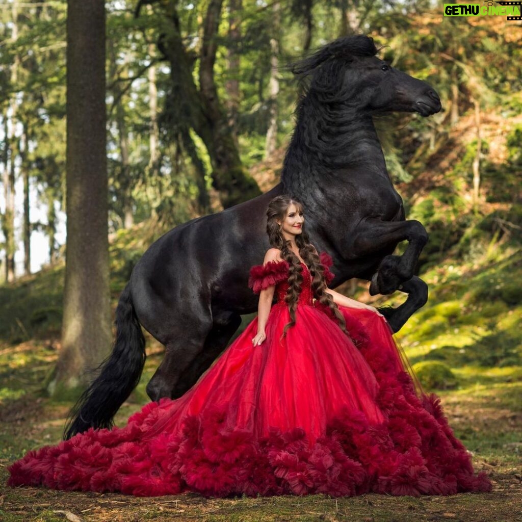 Eliška Štefanicová Instagram - #wildbeauty ❤️ #princess#princessdress#dress#dressoftheday#dresses#dresslover#red#reddress#redlips#horse#horsepower#horselove#horselover#horselife#horses#horseshow#horseofinstagram#horsephotographer#horsesofinstagram#photography#model#beauty#shooting#photo#photography#photooftheday#friesian#girl#girls#longhair