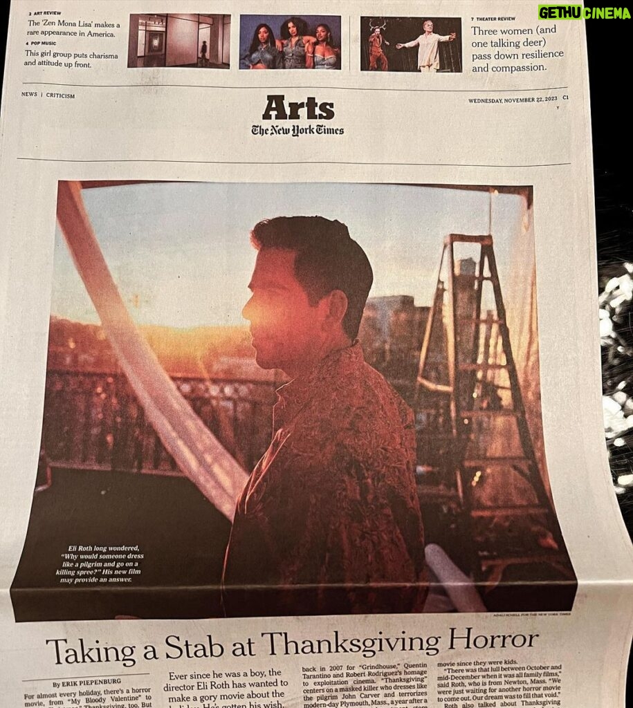 Eli Roth Instagram - Feeling artsy. Thanks @nytimes @advli @thanksgivingmovie out now 🪓🦃❤️ Bone appetìte Los Angeles, California