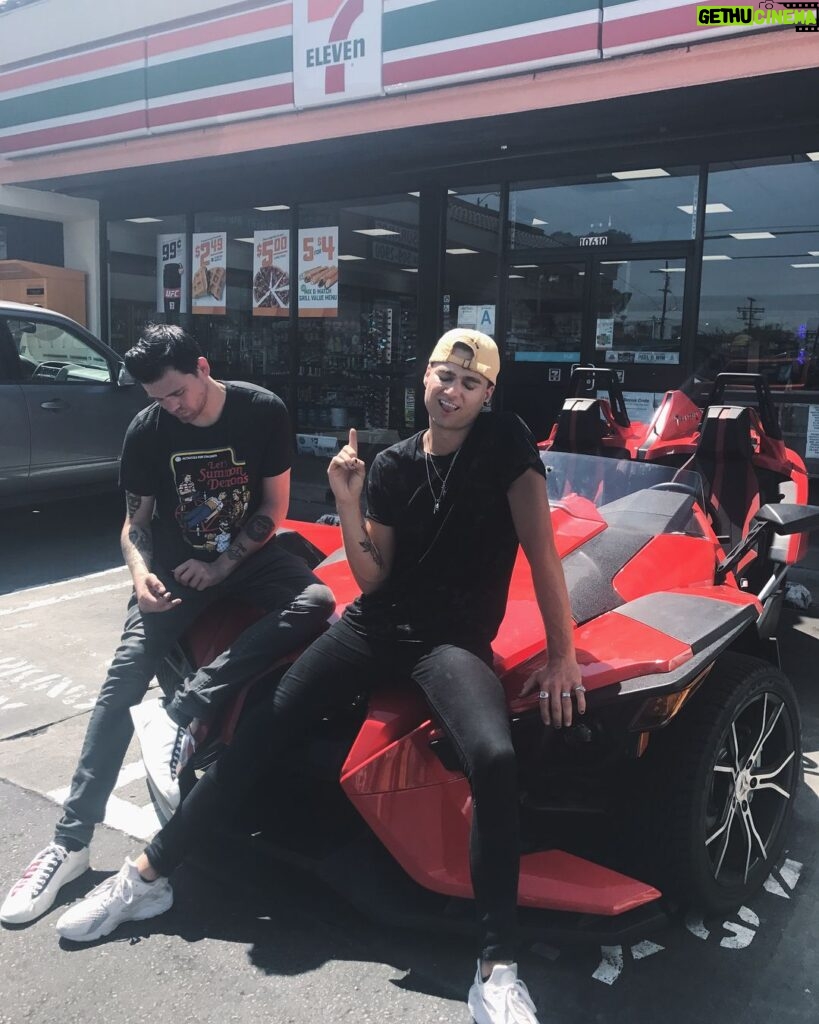 Elijah Daniel Instagram - fagman and robin. bradlee and i rented a fucking batmobile for no reason idk anymore