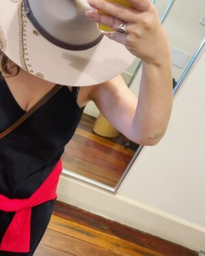 Ella Hooper Instagram - Who gets spoiled sometimes..? Me! When in Townsville I was gifted this STUNNING piece of wearable art by talented and lovely local maker, @hats_on_country ~ I am in LOVE with it! Thank you Letishia! I’ve been a fan of her designs for a while and when she saw I was coming to town she made me up a cream custom hat with her beautiful designs burnt in.. and dropped it off to me! I’m proud to be rocking such a cool grassroots business and so excited about the future of slow, ethical, local fashion, which I often bang on about. And what if indigenous fashion and designers were at the forefront of THAT!? Ooh ee! Yes please! Check out @hats_on_country and Letishia’s work, it’s absolute hot (hat) tip for those topper lovers among us. I got so many compliments on the streets of Townsville and Cairns. Want a compliment? Buy a hat. It’s nuts. (Oh, bonus exploration of my fave little FNQ cafe - @thehoipolloicafe Townsville) Xx #gifted #grateful #coffee and #hats = #happyHoops