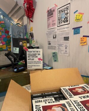 Elliot Page Instagram - Stopped by @bluestockingsnyc, the only queer/trans/sex worker-run bookstore & activist space in NYC.  🏳️‍⚧️❤️🏳️‍🌈📚

If you’re not familiar with Bluestockings Cooperative, I wanted to share some info and resources from them with you all here:

-Bluestockings is radically inclusive of all genders, cultures, expansive sexualities and identities. They were founded in 1999 and are located on the Lower East Side.

-Their Free Store offers snacks, hygiene products, and clothing for anyone who asks. There's a Wishlist on Amazon if you’re able to help donate much-needed supplies — link in story.

-They offer free opioid overdose programs and prevention training. Ask in the store to learn more.

-The bookstore carries some of my favorite books and is awesome to explore. (I left behind some signed copies of PAGEBOY on their shelves ❤️)