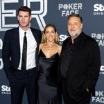 Elsa Pataky Instagram – Last night at #pokerface premiere with @russellcrowe and my lovely brother in law @liamhemsworth. Was so much fun working with them. So lucky to be able to share the screen with this legends! 😉/ anoche  en la premiere de #pokerface con @russellcrowe and @liamhemsworth. Que increíble experiencia compartir pantalla  con ellos. 😉. 
#pokerface @stanaustralia #StanOriginals 
💃@michaellosordo 
💎@bulgari 
Stylist @rachelwayman 
H: @bradmullinshair 
M: @sarahtammer 

Xxxx