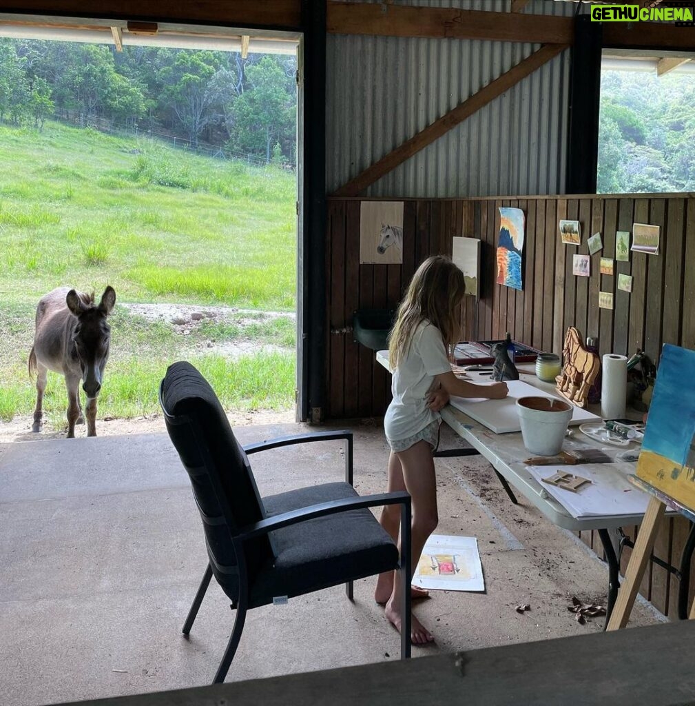 Elsa Pataky Instagram - Quiet afternoon’s painting and having a chat with our little donkey!/ Tardes tranquilas pintando y charlando con nuestro burrito!
