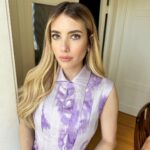 Emma Roberts Instagram - Glam today for #maybeido press💜 💄 @anariz1 💇🏼‍♀️ @ryantrygstadhair 👠 @elkin @britelkin @kakeykake