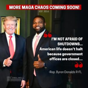 Eric Swalwell Instagram - A govt. shutdown is coming. 

House Democrats choose competence. MAGA GOP choose chaos.