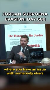 Eric Swalwell Instagram - Judiciary Committee is trying to hold Hunter Biden in contempt. I reminded Chairman Jordan that the Chairman is *608 days* out of compliance of his own subpoena. Keep your side of the street clean before you go at anyone else’s.