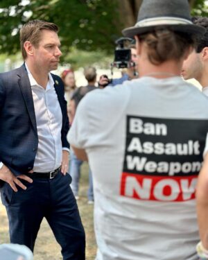 Eric Swalwell Instagram - You’re either with our kids or their killers. I’m with the kids and support their effort to have MAGA GOP bring a vote to #BanAssaultWeaponsNow.