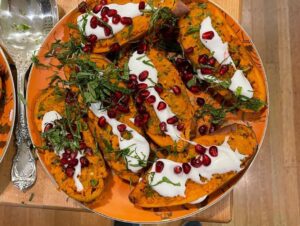 Fareed Zakaria Instagram - An Indian Thanksgiving. Tandoori turkey, turkey kebabs, cumin carrots, masala mashed potatoes, spinach paneer, and roasted sweet potato chaat.