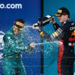 Fernando Alonso Instagram - Thanks for the champagne Miami 🍾. Great car and strategy. 4th podium of the season. We are @astonmartinf1 🟢🟢🟢🟢. #f1 #miami #astonMartin