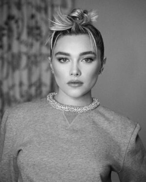 Florence Pugh Instagram - Like.. Mohawk, pixie, swirly thingy, punk, greasy, Smokey eye with diamonds on, put a quick sparkly thong on, but then keep it casual with a grey sweater. Ya know? 

Thank you epic team once again! 

📷-
1st and 3rd B&W by @peterluxhair 
2nd and 4th steps by the fab @germanlarkin