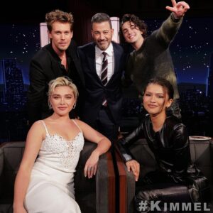 Florence Pugh Instagram - We saw @jimmykimmel! 
Thanks for having us. And to all the crew, audience and band members that welcomed us yesterday- it’s always such a pleasure and THANK YOU for making it special. 
#jimmykimmel 
#ABC
@jimmykimmellive 
@dunemovie