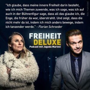 Florian Schroeder Instagram - FREIHEIT DELUXE mit @schroeder_live . Florian ist vielseitig, sein mediales Ich eine kluge Komposition seiner vielseitigen Talente. Seine Expertise sehr gefragt, in seinem neuen Buch „Unter Wahnsinnigen“ geht er an die Ränder unserer Gesellschaft: geistig, psychisch, emotional und politisch. Mehrere Jahre beobachtet er Protagonisten der Neuem Rechten und erklärt sehr deutlich wie sie denken, reden und wohin sie diese Gesellschaft bringen wollen. In meinem podcast reden wir aber nicht nur von den Rändern, sondern auch von seinem Inneren: „Wir sind Kinder sprachloser Väter“ sagt er, ein Satz, der fast Titel der Folge wurde. Bevor ich zu den Neuen Rechten komme, über die er viele präzise Beobachtungen macht, reden wir über Männer und Frauen, über das, was uns gerade im Weg steht, ein echtes Gespräch miteinander zu führen. Freitag Nacht online