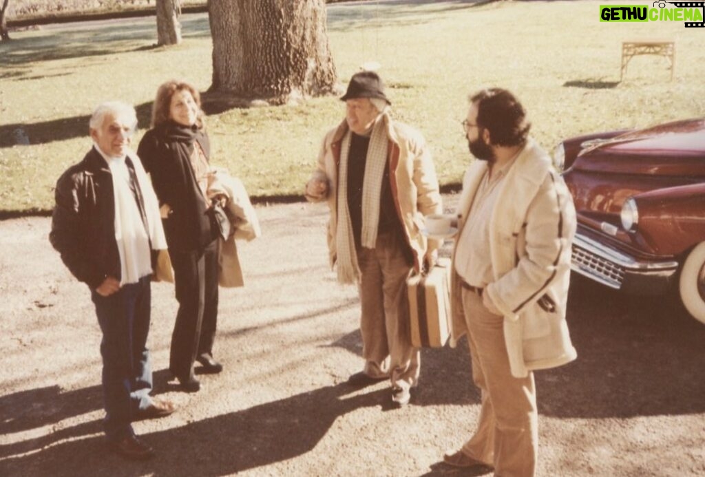 Francis Ford Coppola Instagram - Lucky me welcoming to Napa Maestro Leonard Bernstein with the great Betty Comden & Adolphe Green! In my humble opinion our greatest American composers are 1)George Gershwin, 2)Leonard Bernstein  and 3/4)Samuel Barber /Aaron Copland, Roy Harris, Duke Ellington, Quincy Jones, John Cage, Scott Joplin, John Adams, Philip Glass, John Williams, & my father, Carmine Coppola! I had the privilege to briefly work with the great Leonard Bernstein and the essence of the Maestro is enshrined in my memory. I saw how much he loved his children as he corrected his scores while his kids were watching TV, I asked “How can you work & concentrate like this?” and he said “I love it!” Thank You for the support in reaching 200K followers!