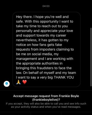 Frankie Boyle Instagram - Although this person has captured my tone perfectly, they are not me