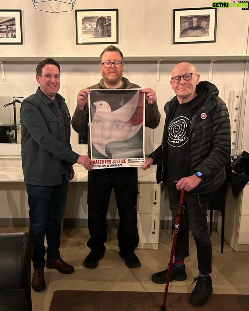 Frankie Boyle Instagram - Great to meet the folks from the Bloody Sunday March Committee. They’re marching next Sunday with a particular focus on Palestine in this year’s events. @bloodysunday1972