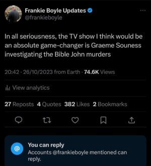 Frankie Boyle Instagram - The Book of John: A Detective Souness Mystery
