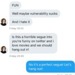 Gabe Dunn Instagram - Happy birthday to one of the best people I know @drewburnettgregory! I first DMed her after literally not even saying hi at all in a group hang at a movie where I found her on Twitter because of her unmistakeable hair. We went on one date where I felt she didn’t react enough to my dog and a second date where I saw my ex and cried. And she stuck around. She’s changed my life in so many remarkable ways and I didn’t meet her until I was in my 30s. She is smart, funny (see the screenshots) and has a drive matching her talents. I hope everyone meets their Drew!! Love you bud. ♥️