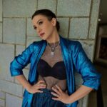 Gauahar Khan Instagram - Another day at being fabulous !!! 💙 #alhamdulilah Outfit: @pooja_shroff_official Neckpiece: @razwada.jewels Styling : @devs213 assisted by @krutikaa_sharma Kochi, India