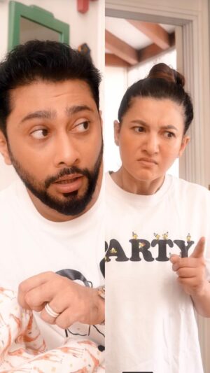 Gauahar Khan Instagram - Baby ko pappi , is worth the risk ! 😻 
But Don’t mess with a tired new mom , coz she is Godzilla in the hiding 🫣. Hahahah #babysleep #thestruggleisreal.
🎥 : @aman_atz ✨