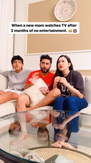 Gauahar Khan Instagram - True story …. Hahahahahha …. 😬🙋🏻‍♀️ my Saad such a good actor ❤️ @saadjeelani_ 

#newmom #trendingaudio #funny