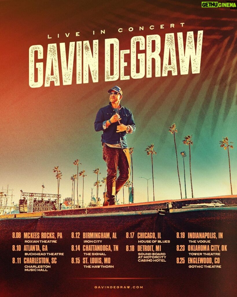 Gavin DeGraw Instagram - Summer Tour tickets are on sale today at 10am local! 🚐 Drop what show you’re coming to in the comments below and grab your tickets at GavinDeGraw.com.