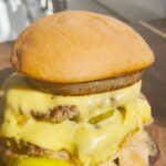 Gordon Ramsay Instagram – A Flying Dutchman recipe for the weekend but with two slices of bread !!! 
.
Grilled Onions 🧅 
Yellow onion
Salt
Black pepper
Worcestershire

Burger 🍔
80/20 ground beef
Salt
Mustard
Butter
American cheese
Pickles

Sauce
Mayo
Ketchup
Sweet Relish
White vinegar

Potato Buns 🍞