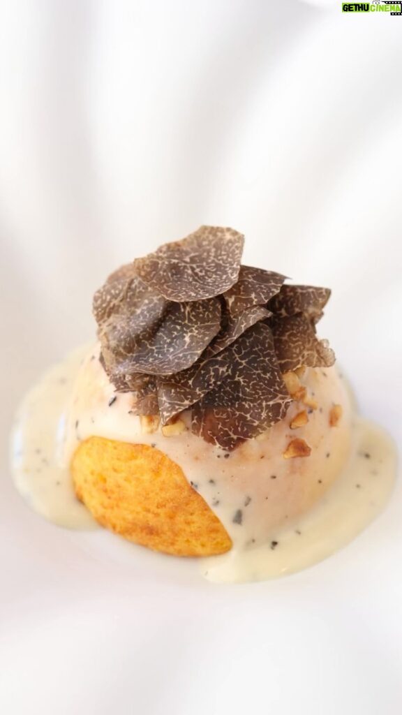 Gordon Ramsay Instagram - Twice baked cheese soufflé, truffle, hazelnuts, drizzled with blossom honey at @restaurantgordonramsay ! Restaurant Gordon Ramsay