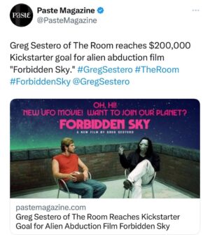 Greg Sestero Instagram - Thanks to everyone who made Forbidden Sky a reality 🙌 There’s 60 hours left in the campaign to hit some great stretch goals including a chance for you & a friend to be on set in Roswell + a Neil Breen cameo! Link in bio http://forbiddenskymovie.com