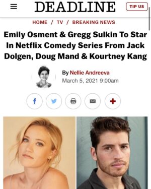 Gregg Sulkin Instagram - Beyond excited to join the @netflix family & work with my incredibly talented friend @emilyosment !!! Very honored & grateful to our wonderful producers Jack Dolgen, Doug Mand & Kourtney Kang. I cannot wait to be directed by the legendary Pamela Fryman. Excited to bring some laughs to your Netflix account later this year!