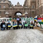 Greta Thunberg Instagram - Climate strike week 236. Today one year has passed since Russia invaded Ukraine, and we stand in solidarity with Ukrainians. Slava Ukraini. #FridaysForFuture #ClimateStrike #PeopleNotProfit Parliament House, Stockholm