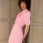 Gugu Mbatha-Raw Instagram - The Joy of Pink! 💗💗💗 Happy Friday!!! 🥂 Dress @mrselfportrait @leithclark @danielmartin81 @taniagrier #Pink #fringe #bangs #TheGirlBefore
