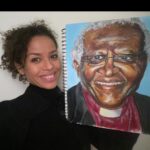 Gugu Mbatha-Raw Instagram - Felt compelled to pick up my paintbrush and capture the Joy of Desmond Tutu. ❤️ Before he joined the church, Desmond Tutu was a teacher and taught my Dad at school during the Apartheid era. My Dad always remembers his charismatic readings of Oliver Twist when they studied Charles Dickens in his South African high school. The power of lively storytelling left a deep impression. I’m still learning from Tutu’s words today… here are some of my favourite things he said: We are made for goodness. We are made for love. We are made for friendliness. We are made for togetherness. We are made for all of the beautiful things that you and I know. We are made to tell the world that there are no outsiders. All are welcome: black, white, red, yellow, rich, poor, educated, not educated, male, female, gay, straight, all, all, all We all belong to this family, this human family, God's family. We were made to enjoy music, to enjoy beautiful sunsets, to enjoy looking at the billows of the sea and to be thrilled with a rose that is bedecked with dew. Human beings are actually created for the transcendent, for the sublime, for the beautiful, for the truthful.… and all of us are given the task of trying to make this world a little more hospitable to these beautiful things. If you are neutral in situations of injustice, you have chosen the side of the oppressor. Discovering more joy does not, save us from the inevitability of hardship and heartbreak. In fact, we may cry more easily, but we will laugh more easily too. Perhaps we are just more alive. Yet as we discover more joy, we can face suffering in a way that ennobles rather than embitters. We have hardship without becoming hard. We have heartbreaks without being broken. Transformation begins in you, wherever you are, whatever has happened, however you are suffering. Transformation is always possible. We do not heal in isolation. When we reach out and connect with one another-when we tell the story, name the hurt, grant forgiveness, and renew or release the relationship-our suffering begins to transform. 🦋 #desmondtutu #joy #art #transformation